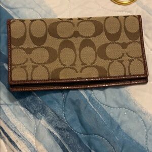 Coach Tan and Brown Signature Wallet